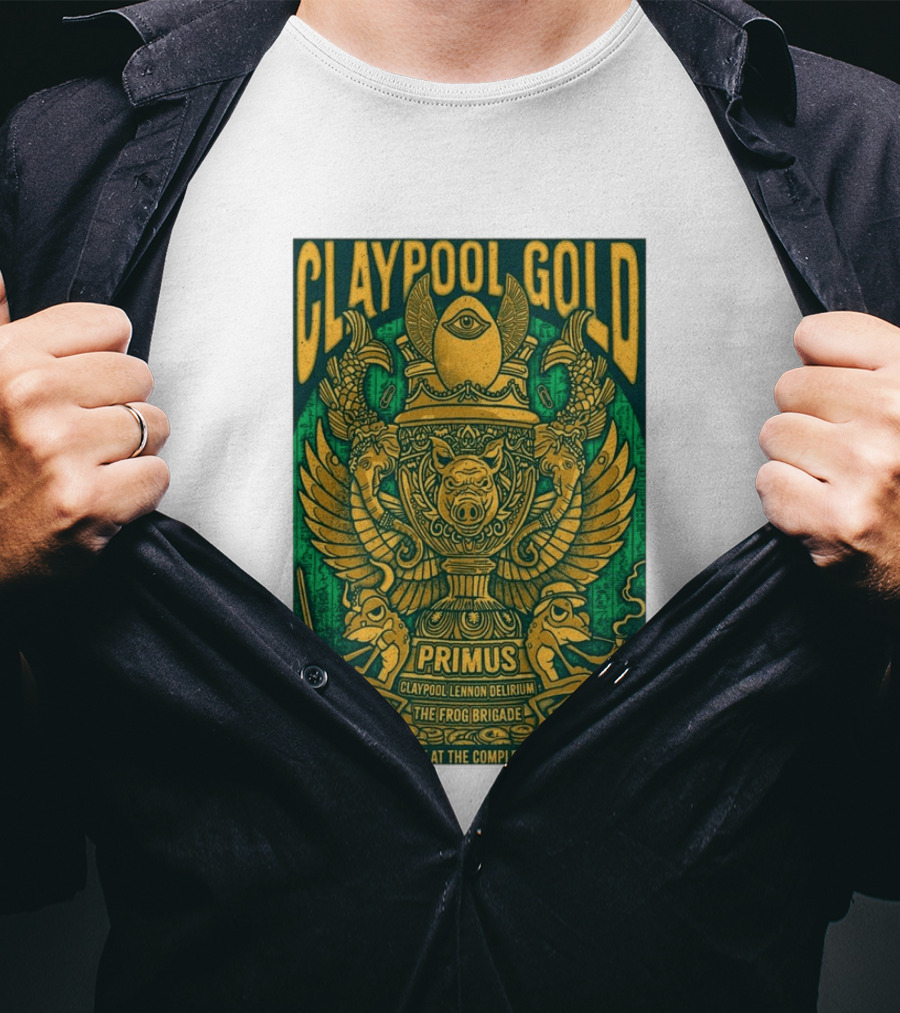 Claypool Gold Primus Salt Lake City UT 5 26 2026 The Complex Claypool Lennon Delirium Frog Brigade T-Shirt