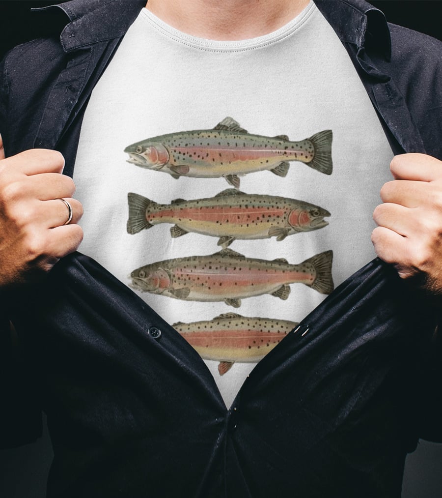 Rainbow Trout River Beauty Fish Stack Vibrant Nature Scene T-Shirt