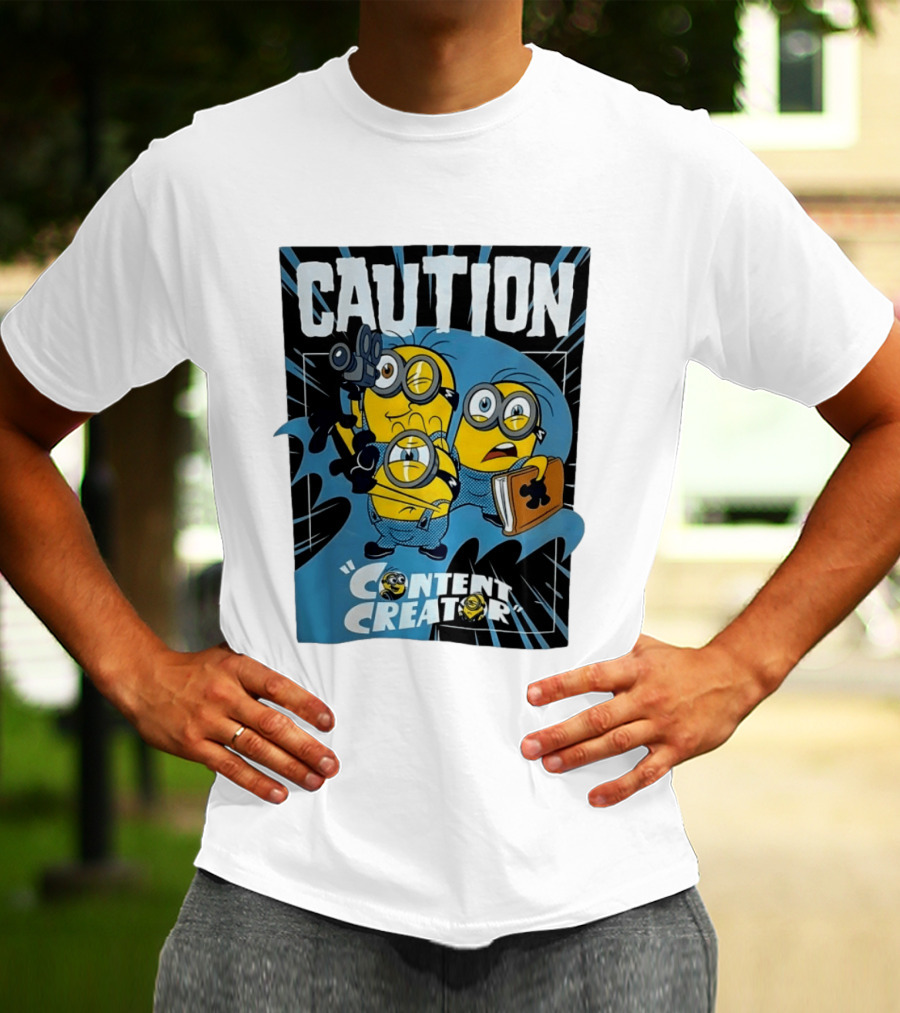 Caution Minions Content Creator Fun T-Shirt