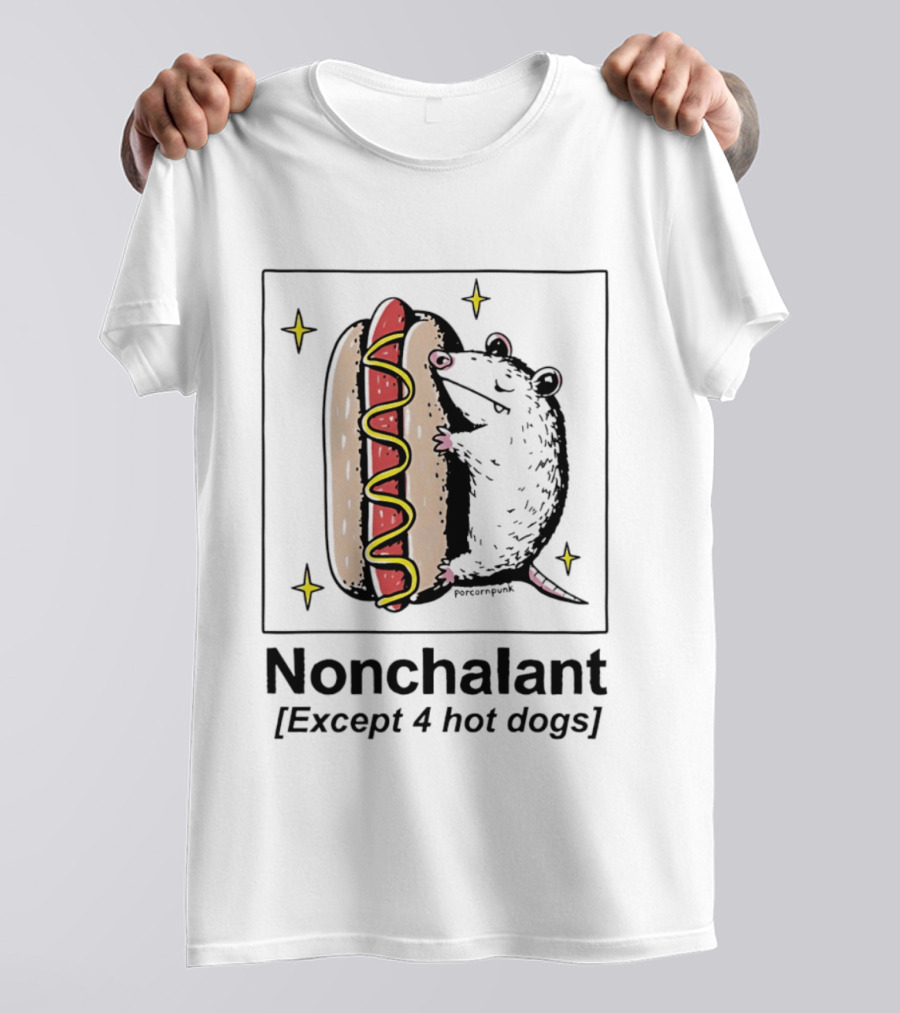 Mouse Hugging Hot Dog Nonchalant Except 4 Hot Dogs T-Shirt