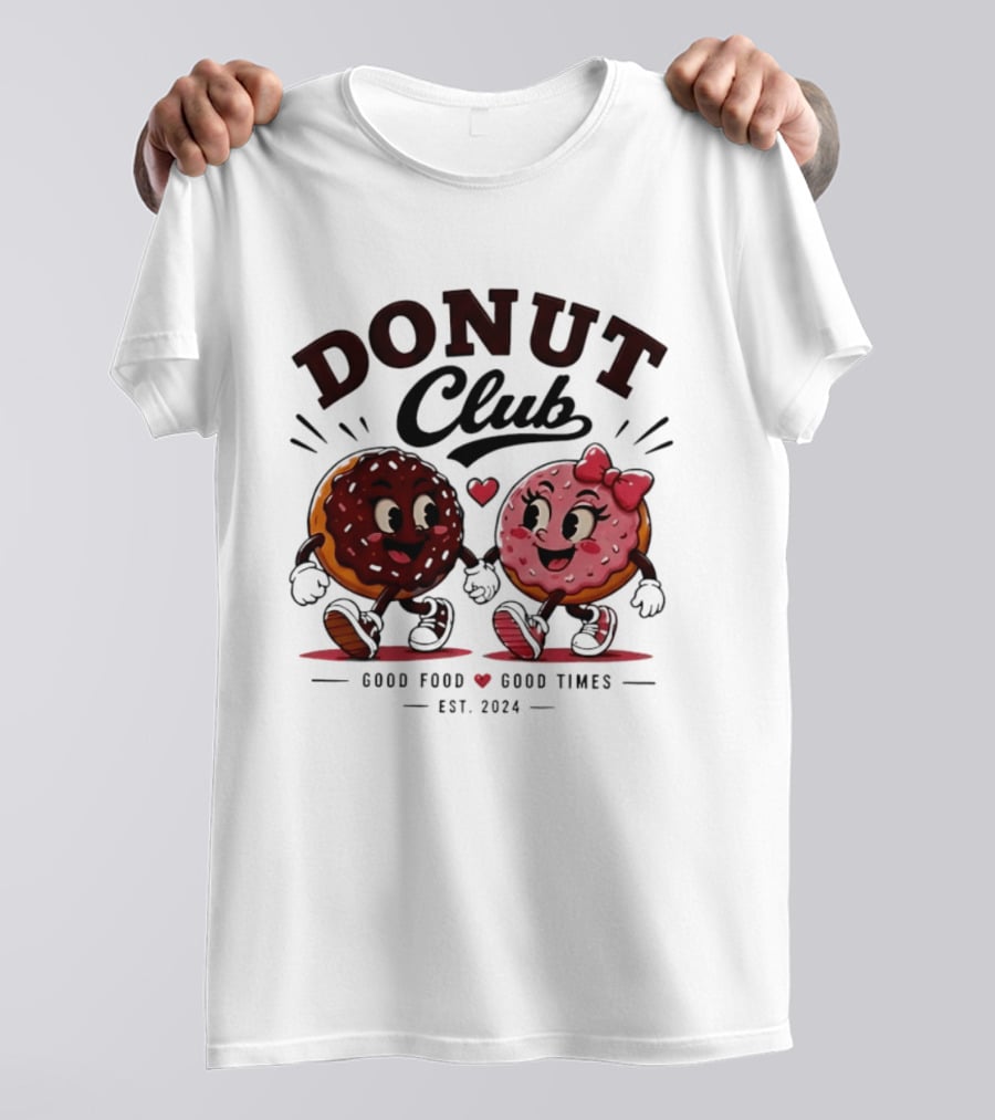 Donut Club Good Food Good Times Est 2024 Cartoon Characters T-Shirt