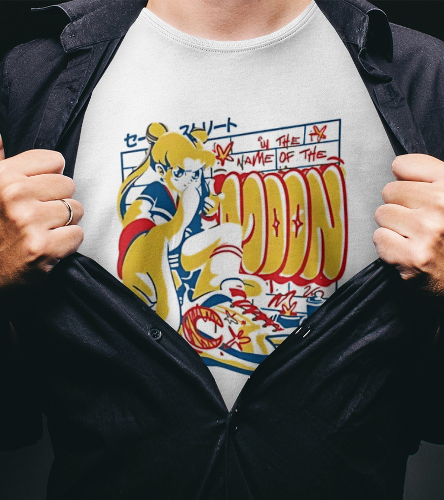 Sailor Moon Urban Scout In The Name Of The Moon Graffiti Style Sneakers T-Shirt