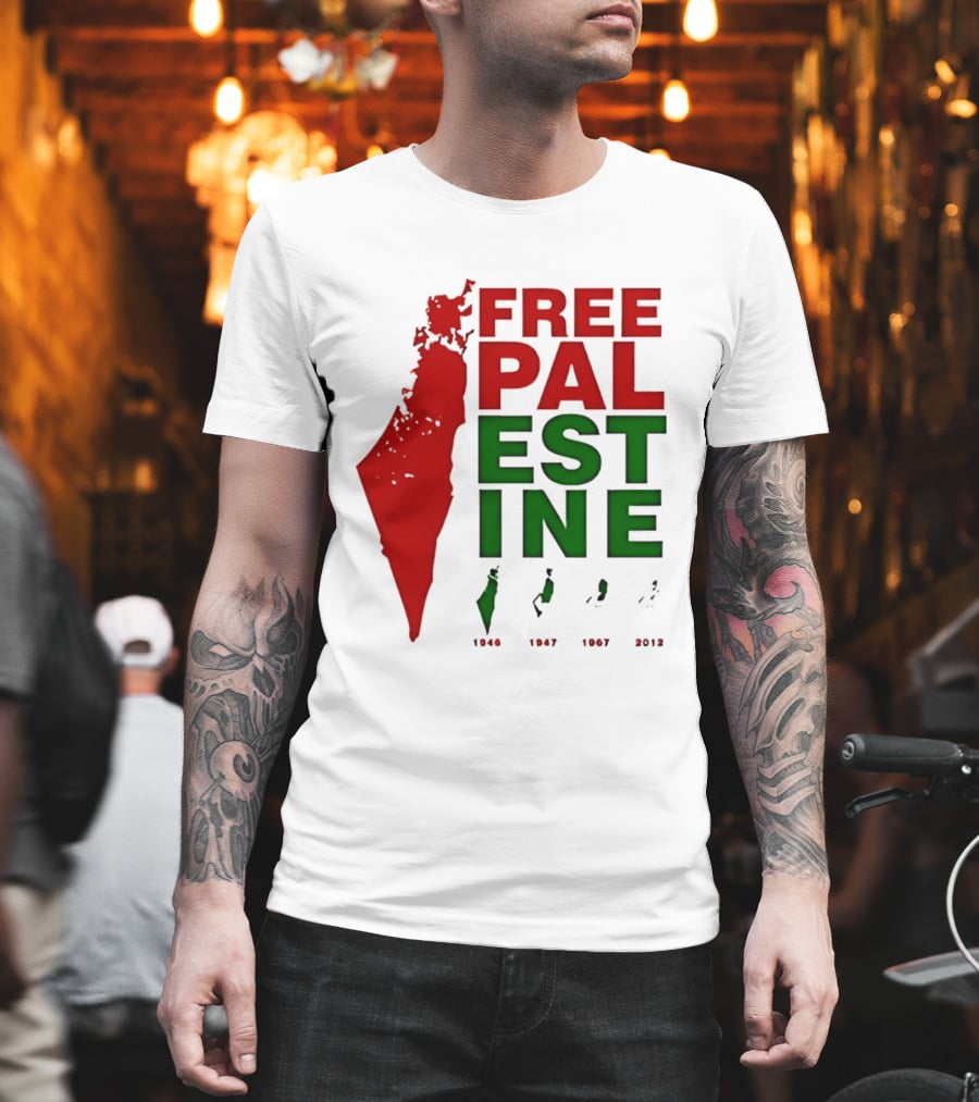 Free Palestine 1946 1947 1967 2012 Map T-Shirt