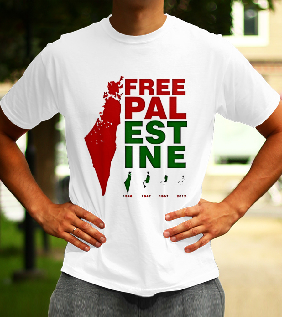 Free Palestine 1946 1947 1967 2012 Map T-Shirt