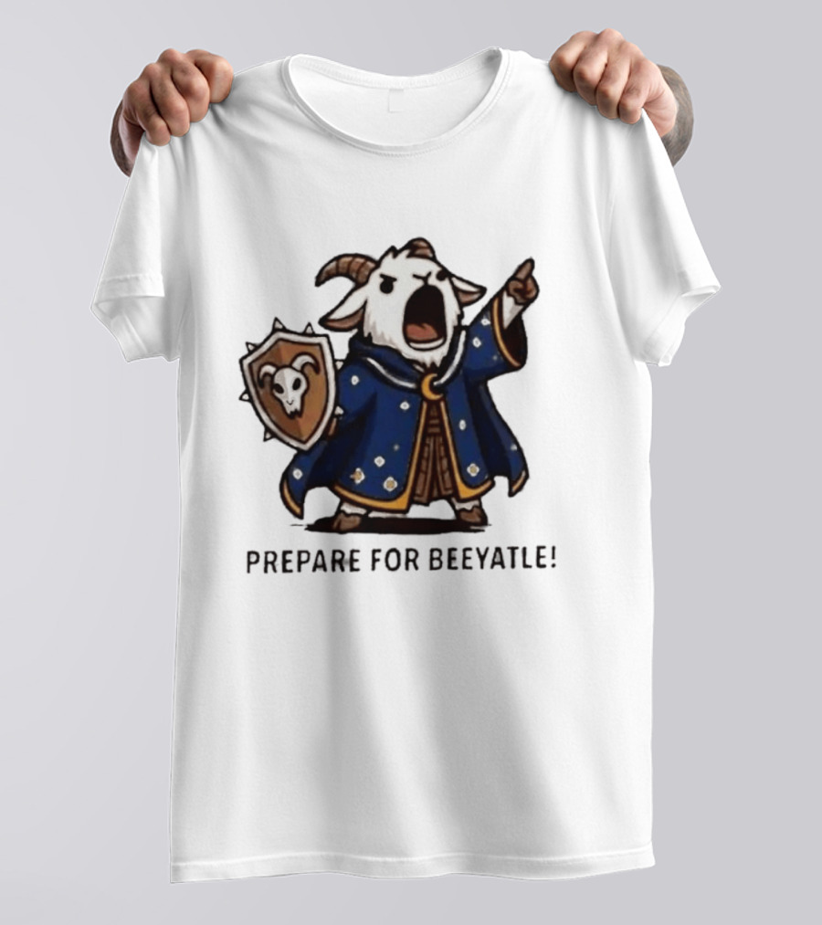 Wizard Goat Prepare For Beeyatle Fantasy Battle Mage Cloak Shield T-Shirt