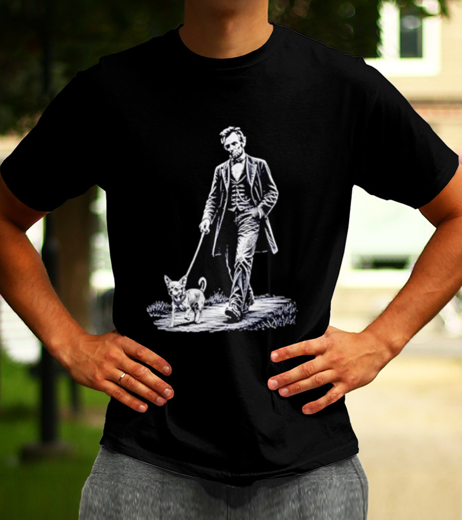 Abraham Lincoln Walking Chihuahua For USA 250th Anniversary Celebration T-Shirt
