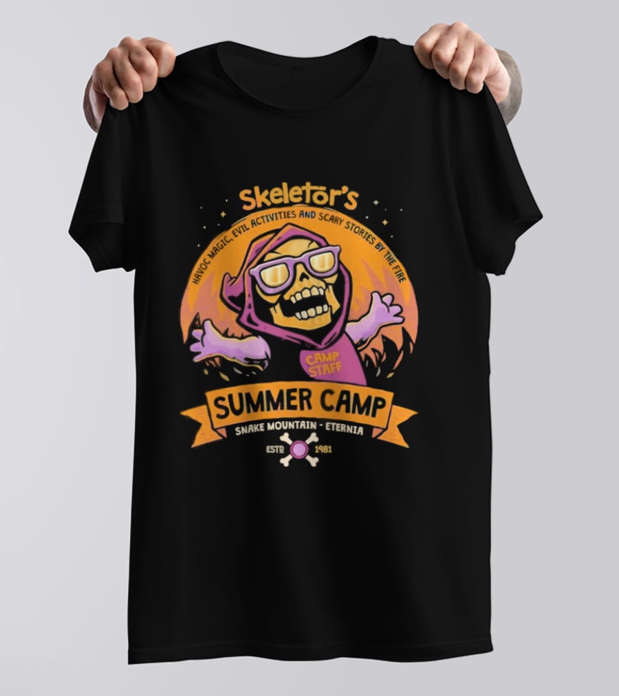 Skeletor's Summer Camp Havoc Magic Evil Activities Scary Stories Snake Mountain Eternia Estd 1981 T-Shirt