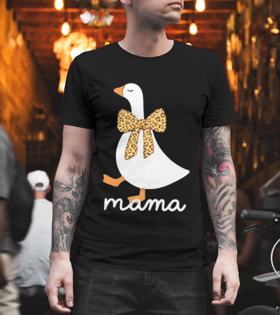 Leopard Bow Goose Mama Cute Animal Print T-Shirt