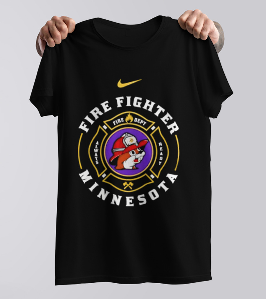 Minnesota Firefighter Buc Ee's Fire Dept Sugar Best Beaver Helmet T-Shirt