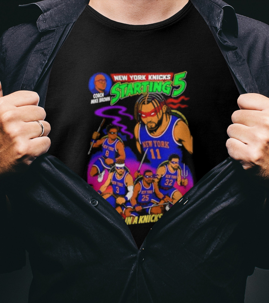 New York Knicks Starting 5 Heroes In A Knicks Shell T-Shirt