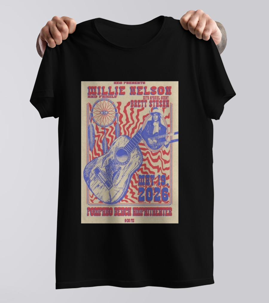 Willie Nelson Brett Stiesch Pompano Beach Amphitheater May 19 2026 T-Shirt
