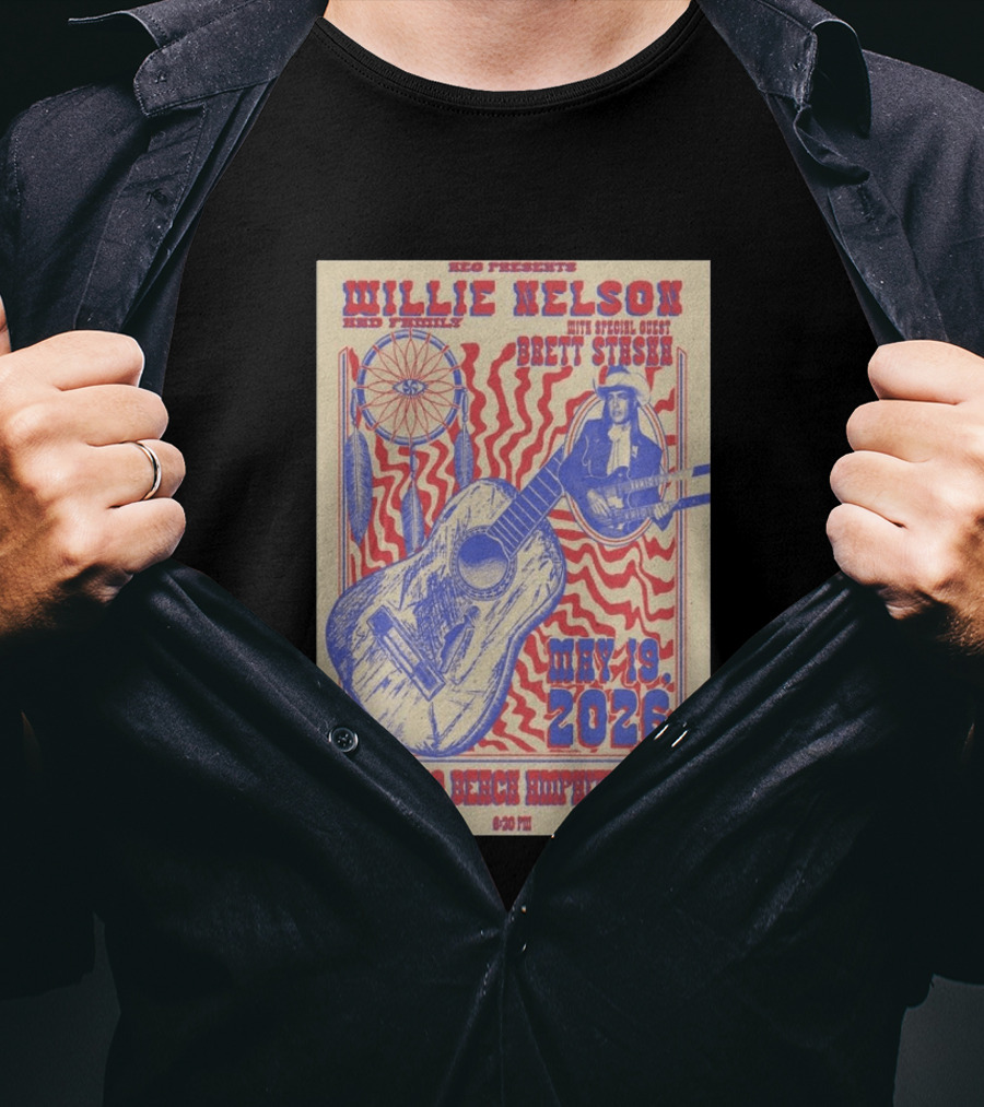 Willie Nelson Brett Stiesch Pompano Beach Amphitheater May 19 2026 T-Shirt