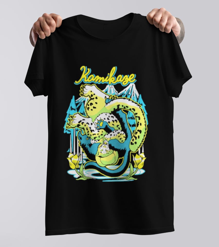 Kamikaze Dragon With Mountain And Lotus T-Shirt