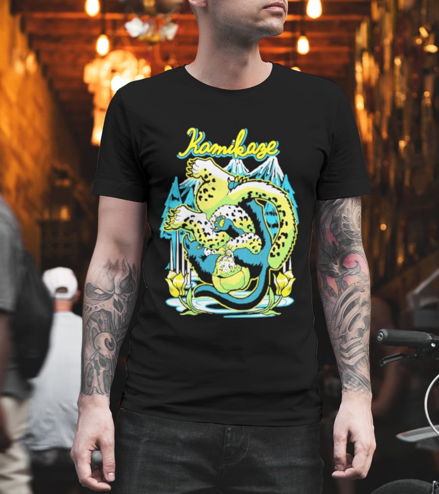 Kamikaze Dragon With Mountain And Lotus T-Shirt