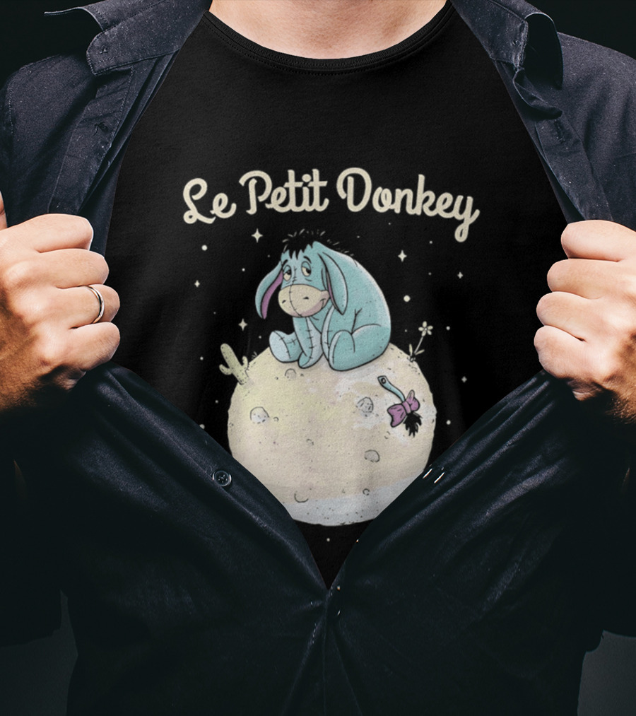 Le Petit Donkey Eeyore Sitting On Moon With Stars T-Shirt