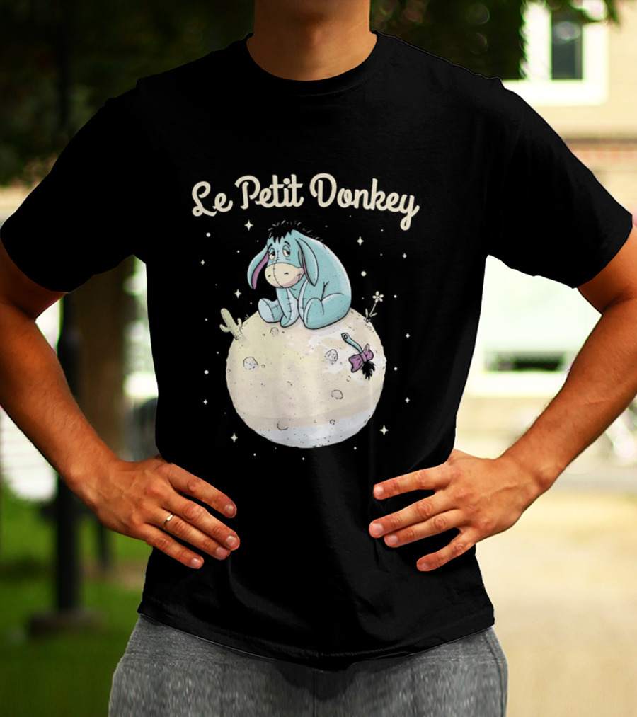 Le Petit Donkey Eeyore Sitting On Moon With Stars T-Shirt