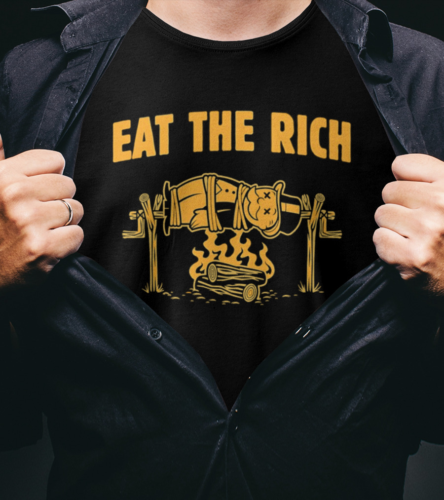 Rich Uncle Pennybags Eat The Rich Spit Roasted Humor Monopoly Man T-Shirt