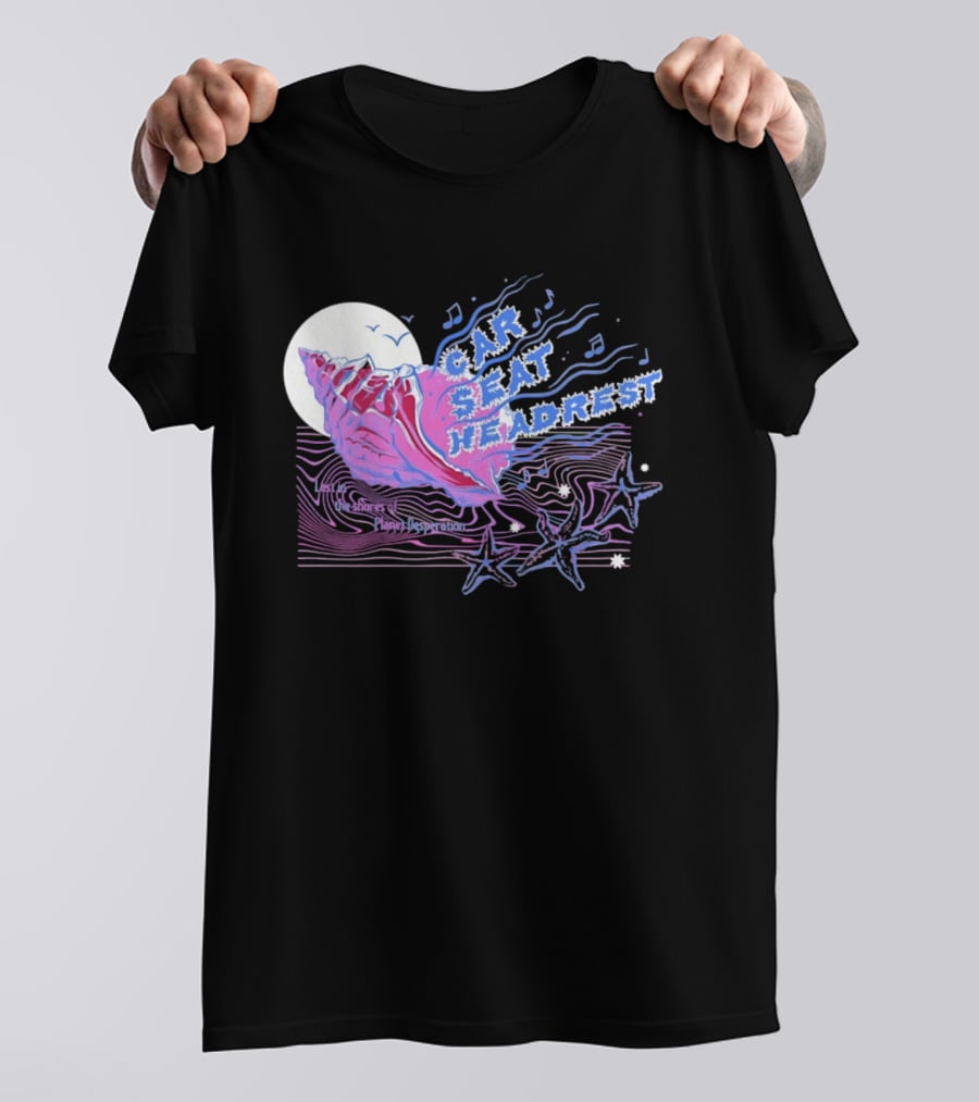Seashell Car Seat Headrest Lost On The Shores Of Planet Desperation 2026 Moon And Stars Ocean Vibes T-Shirt