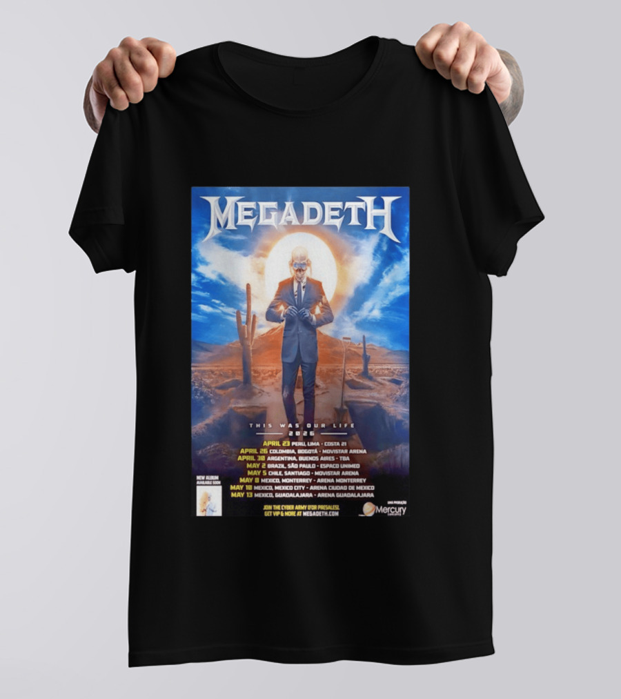 Megadeth 2026 This Was Our Life Tour Mexico Peru Colombia Argentina Chile Dates T-Shirt