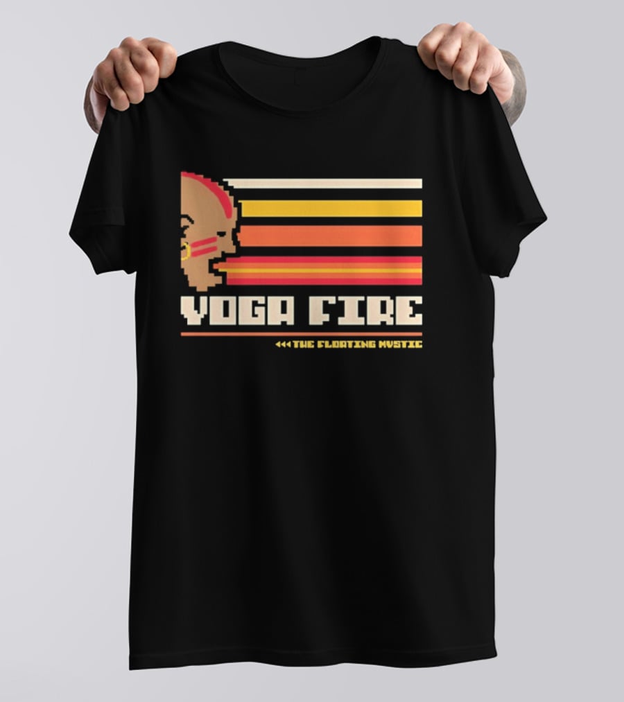 Yoga Fire The Floating Mystic Retro Pixel T-Shirt