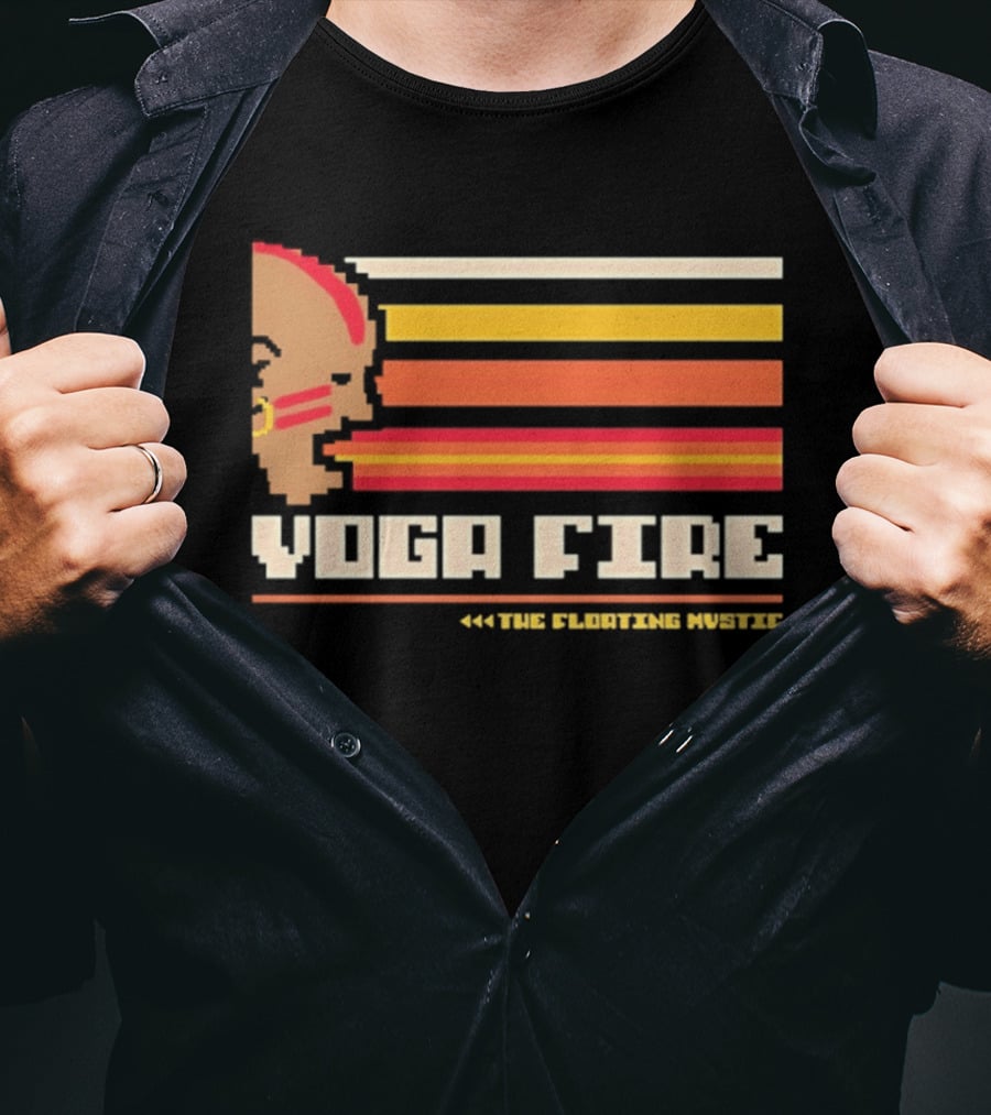 Yoga Fire The Floating Mystic Retro Pixel T-Shirt