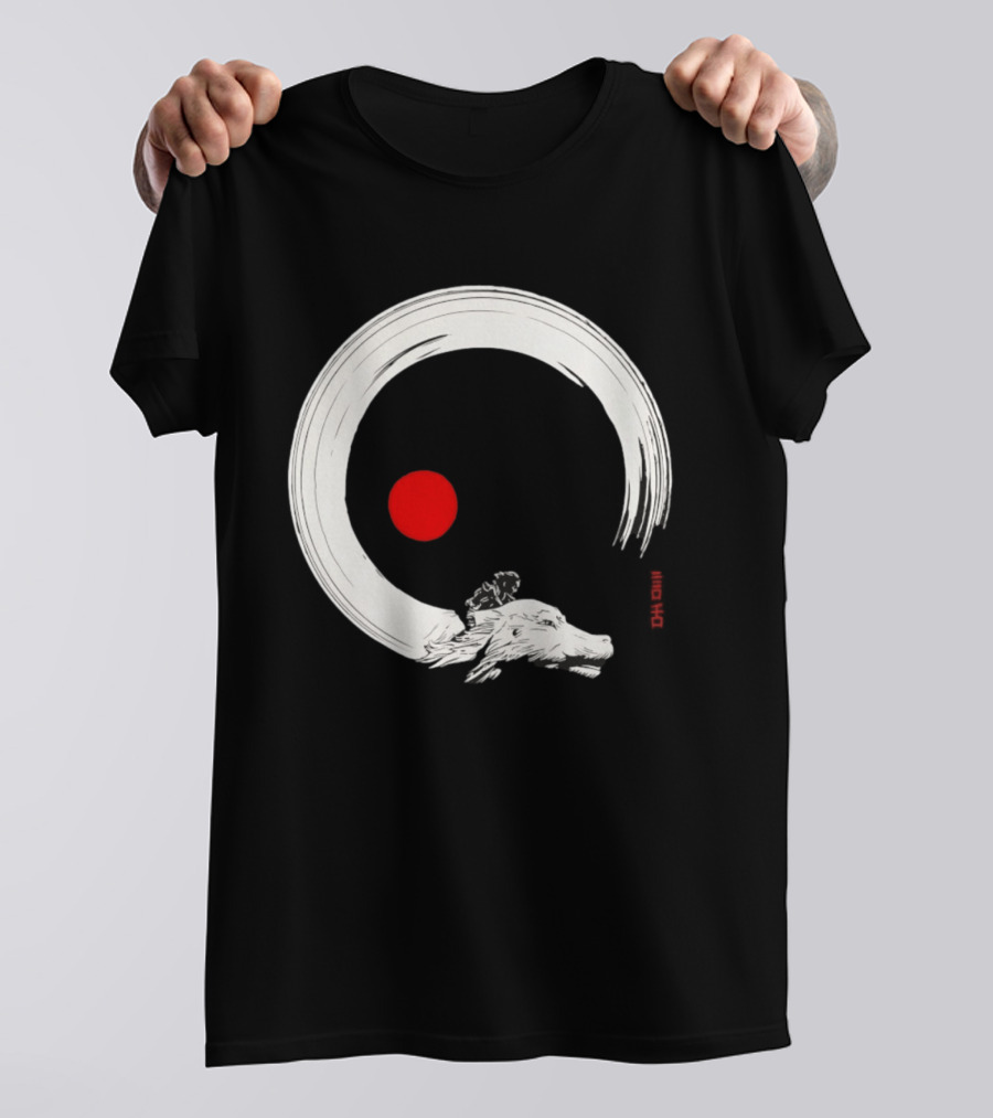 Never Ending Inks Atreyu Falkor The Neverending Story Japanese Enso Circle Red Dot T-Shirt