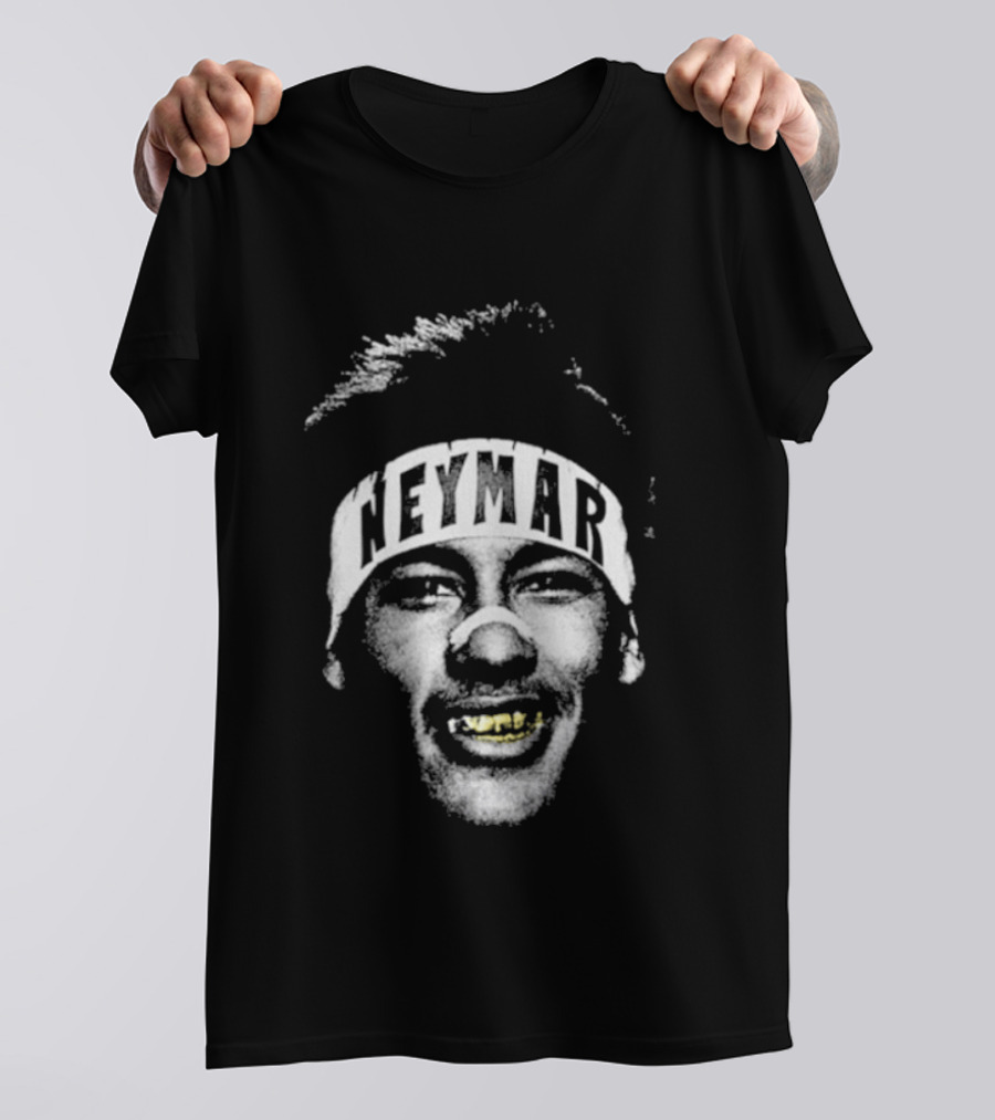 Neymar Headband Gold Grill Black And White T-Shirt