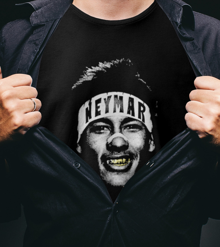 Neymar Headband Gold Grill Black And White T-Shirt