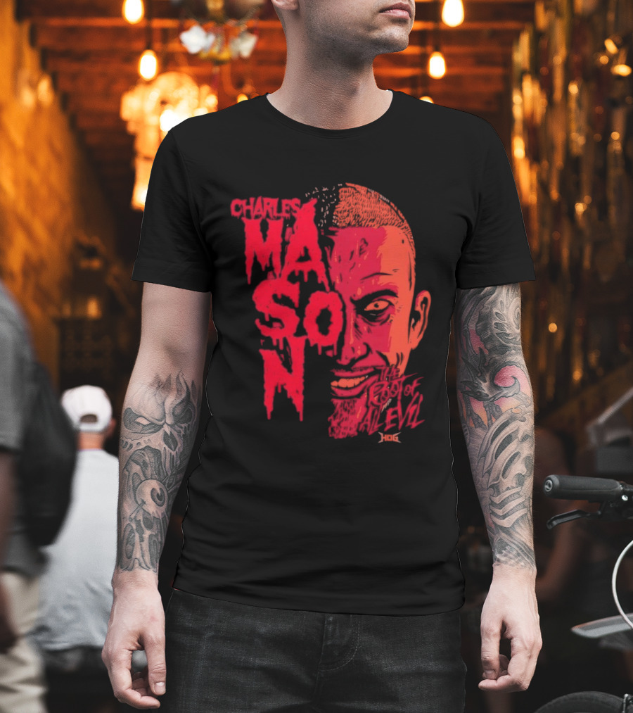 Charles Mason The Root Of All Evil Red Face T-Shirt