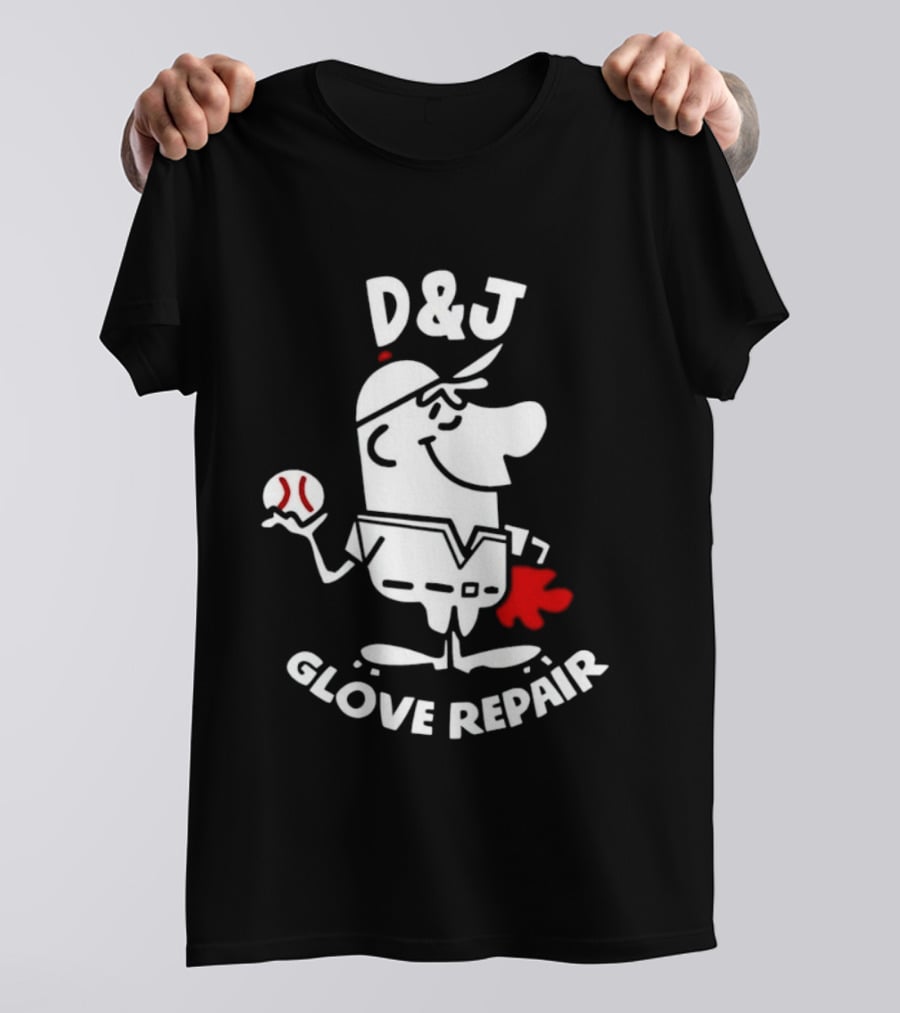 D And J Glove Repair Baseball Cartoon T-Shirt