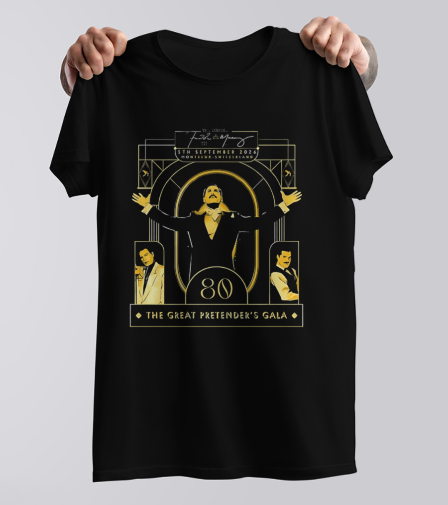 Freddie Mercury 80th Birthday Celebration The Great Pretender's Gala 5th September 2026 Casino Barriere Montreux Switzerland T-Shirt