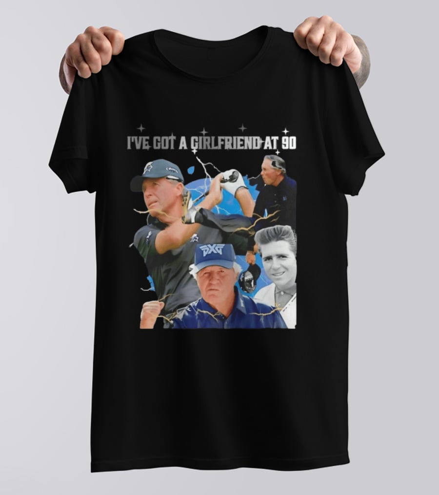 Gary Player I've Got A Girlfriend At 90 Golf Legend Photomontage T-Shirt