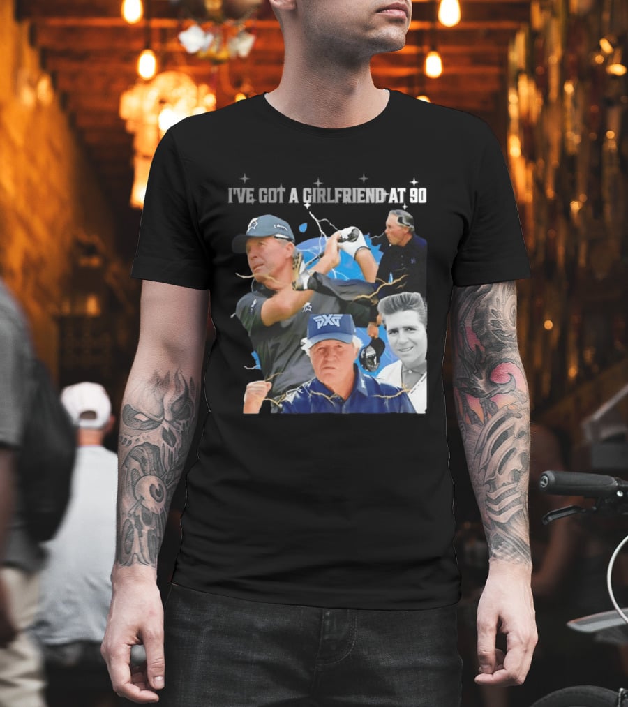 Gary Player I've Got A Girlfriend At 90 Golf Legend Photomontage T-Shirt
