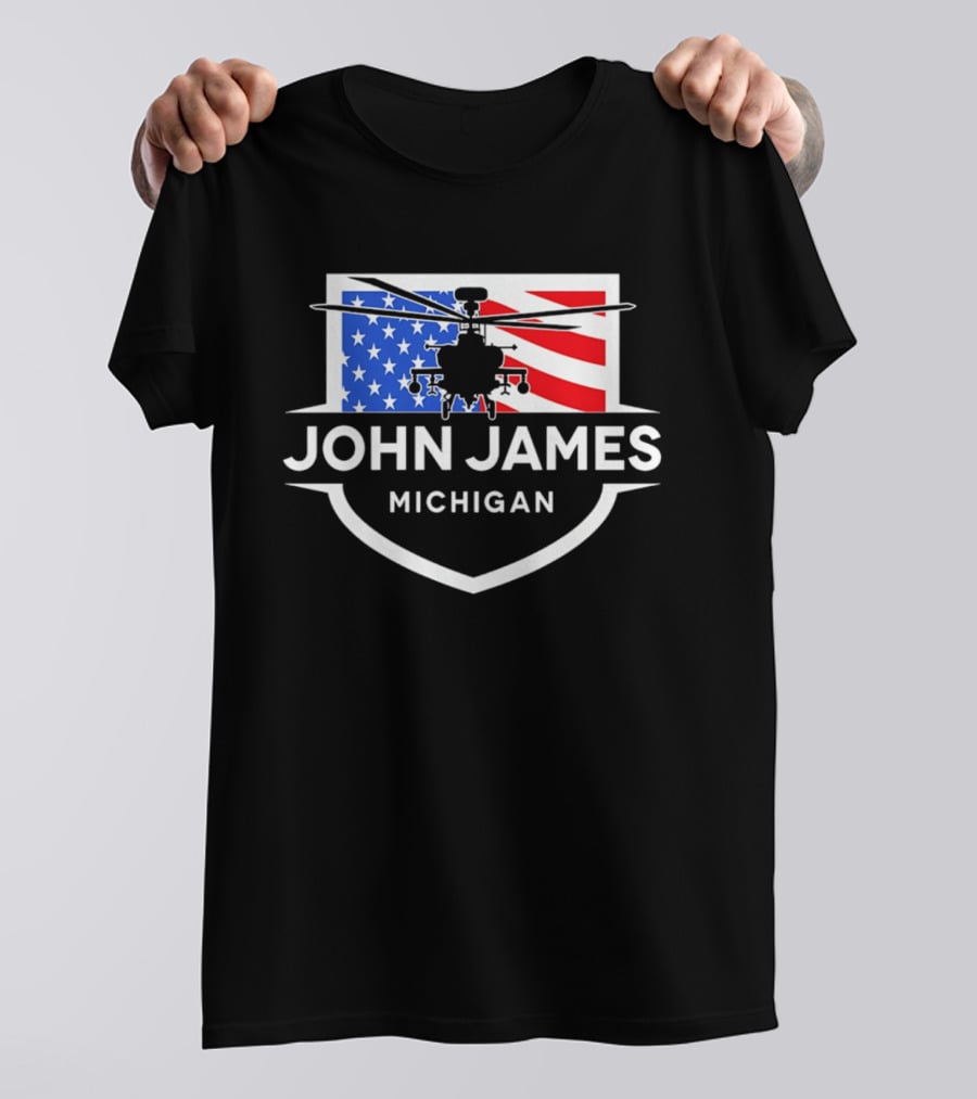 John James Michigan American Flag Helicopter T-Shirt