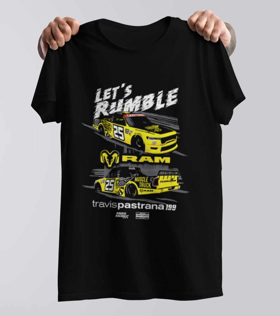 Let's Rumble Travis Pastrana Ram NASCAR Craftsman Truck Series 2 Sided T-Shirt