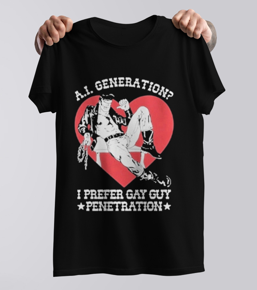 A.I. Generation I Prefer Gay Guy Penetration Heart T-Shirt