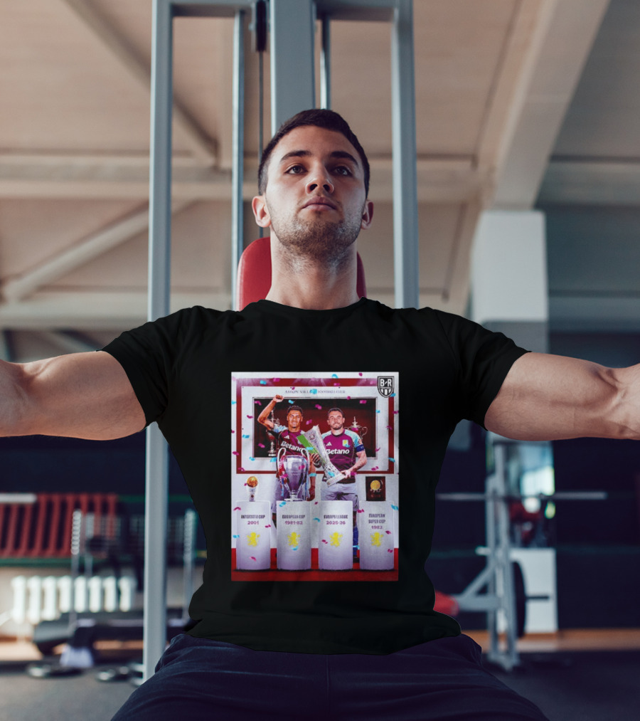 Aston Villa Football Club Europa League 2025 26 European Cup Winners T-Shirt