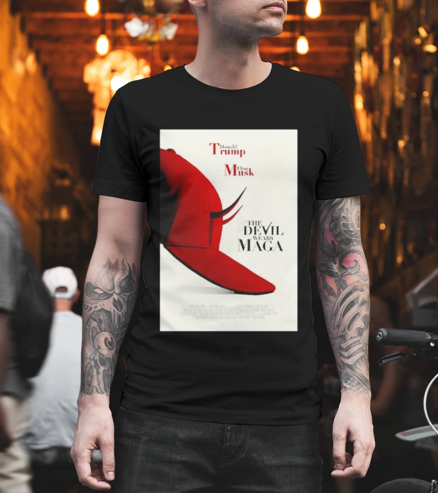 Donald Trump Elon Musk The Devil Wears MAGA Hat With Horns T-Shirt