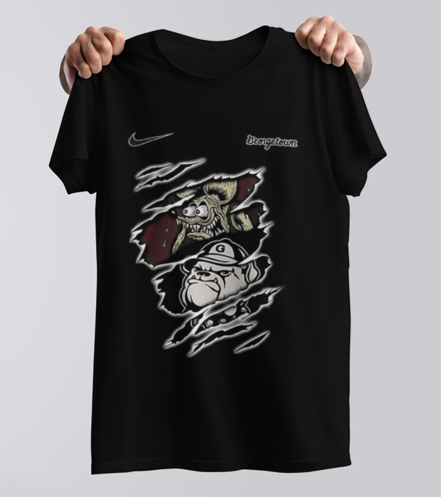 Rat Fink Hoyas Built Not To Bow Georgetown NCAA 2 Sided T-Shirt
