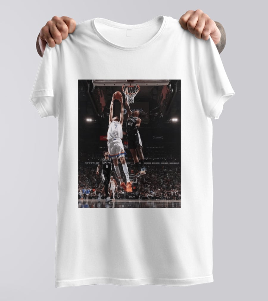 Spurs Devin Vassell Blocks Thunder Chet Holmgren NBA Basketball Moment T-Shirt
