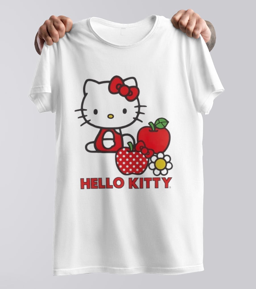 Hello Kitty Sanrio With Apples Strawberry And Flower T-Shirt