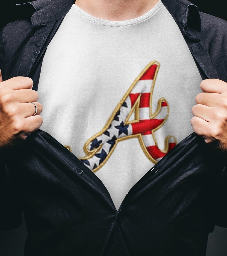 America 250th Anniversary Braves Hat Patriotic Letter A Stars And Stripes T-Shirt
