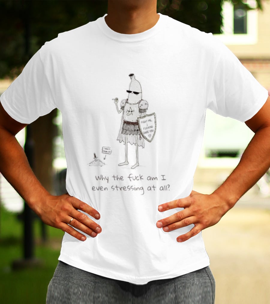 Banana Knight Why The F*ck Am I Even Stressing At All Quirky Humor Medieval Banana Warrior T-Shirt