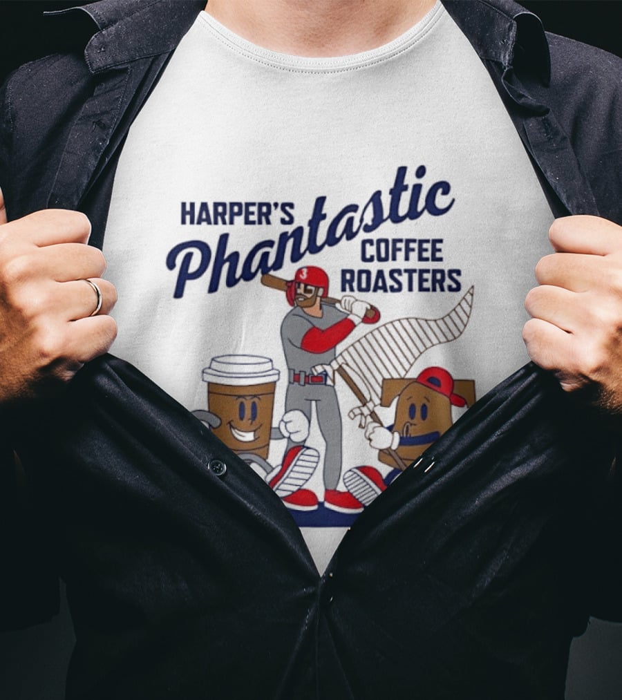 Bryce Harper Philadelphia Phillies MLB Harpers Phantastic Coffee Roasters Baseball T-Shirt