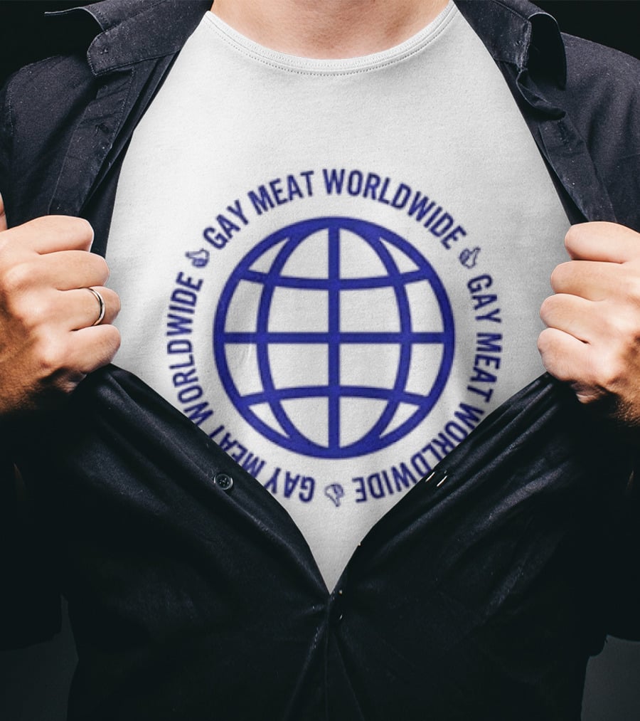 Gay Meat Worldwide Connect With Little Meatheads Online Global Network T-Shirt