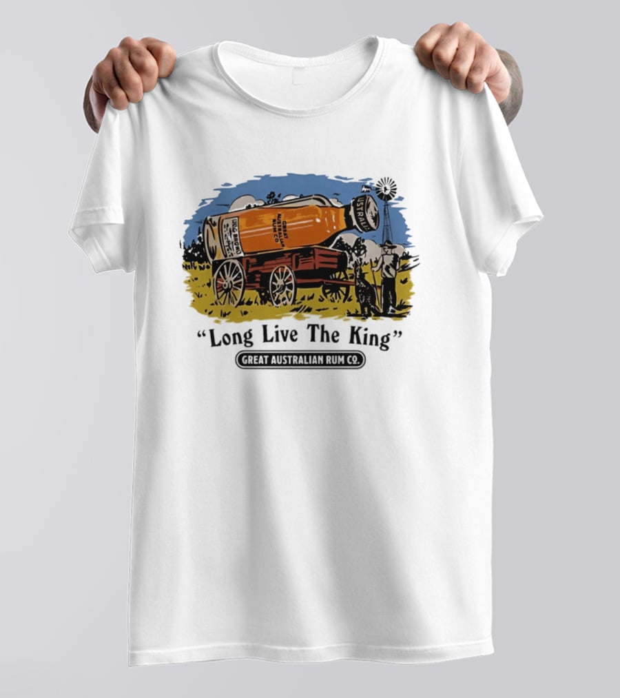 Long Live The King Great Australian Rum Co Vintage Wagon Scene T-Shirt