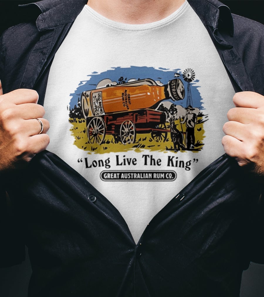 Long Live The King Great Australian Rum Co Vintage Wagon Scene T-Shirt
