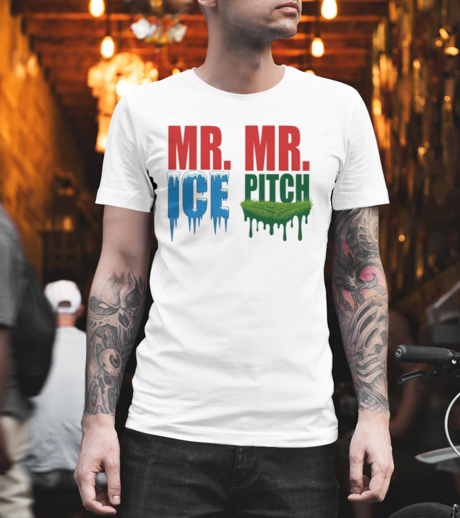 MR ICE MR PITCH Frosty Letters Green Grass Drips T-Shirt