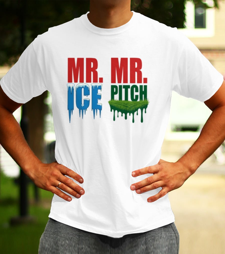 MR ICE MR PITCH Frosty Letters Green Grass Drips T-Shirt
