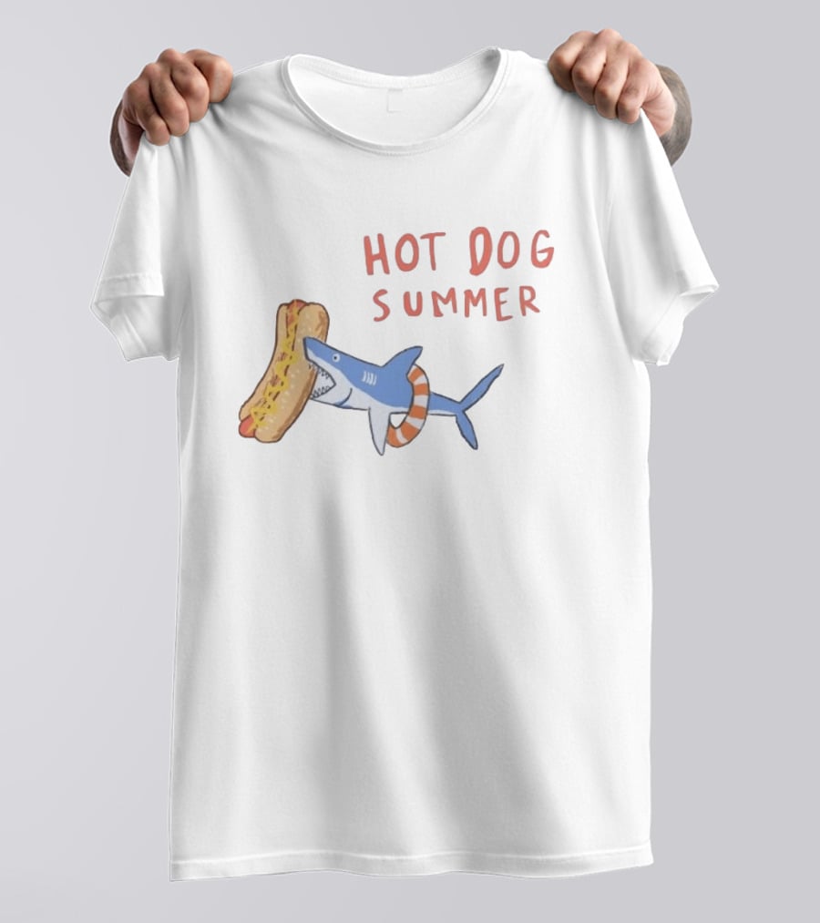 Hot Dog Summer Shark With Life Preserver And Snack T-Shirt